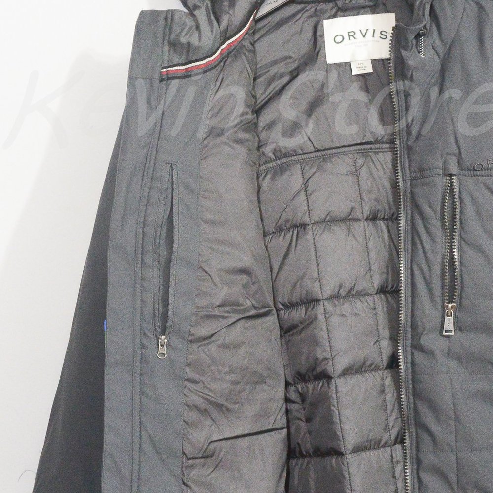 Orvis Men's Quilted hooded Jacket Gray - Picture 3 of 5